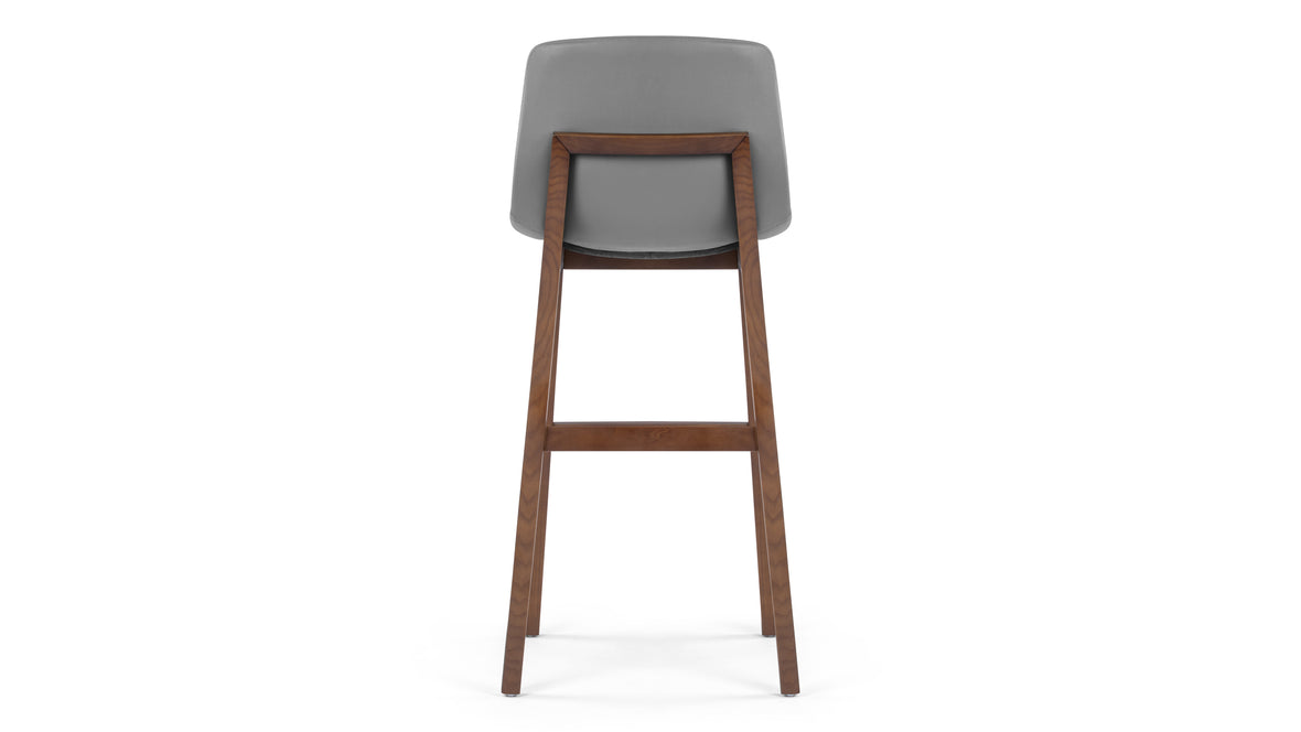 LeBlanc - LeBlanc Bar Stool, Glacier Gray Vegan Leather and Walnut