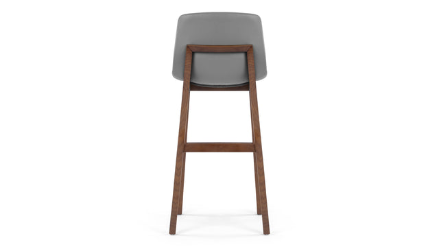 LeBlanc - LeBlanc Bar Stool, Glacier Gray Vegan Leather and Walnut