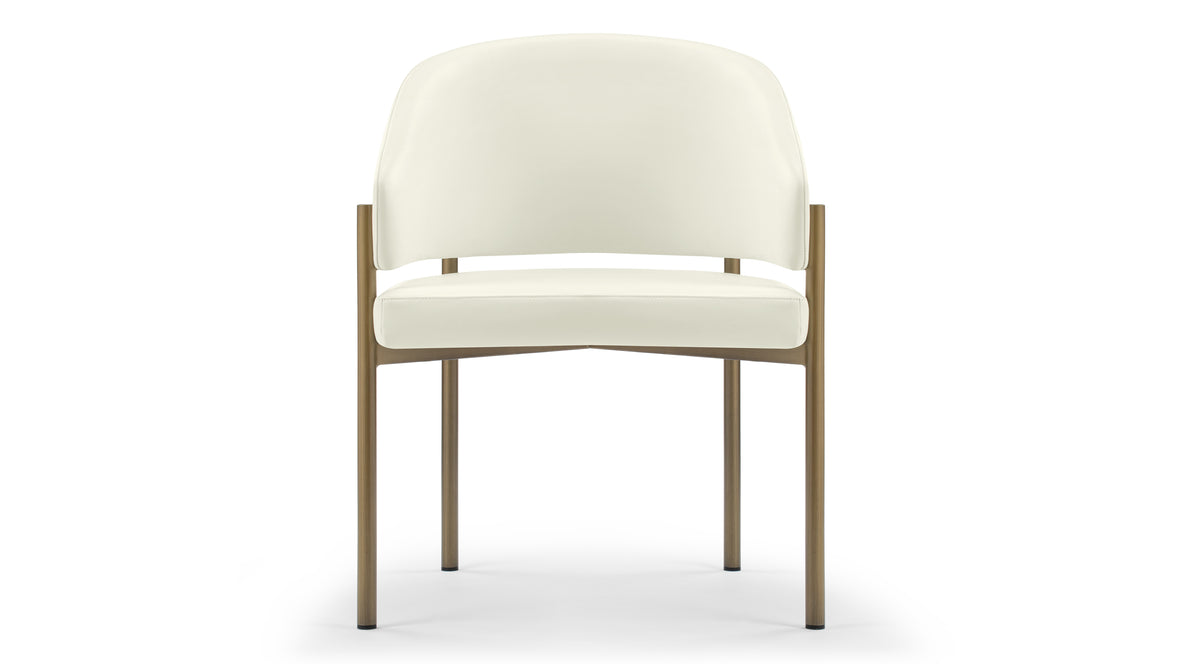 Esme - Esme Dining Chair, Eggshell Vegan Leather and Brushed Brass
