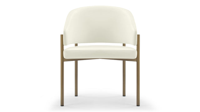 Esme - Esme Dining Chair, Eggshell Vegan Leather and Brushed Brass