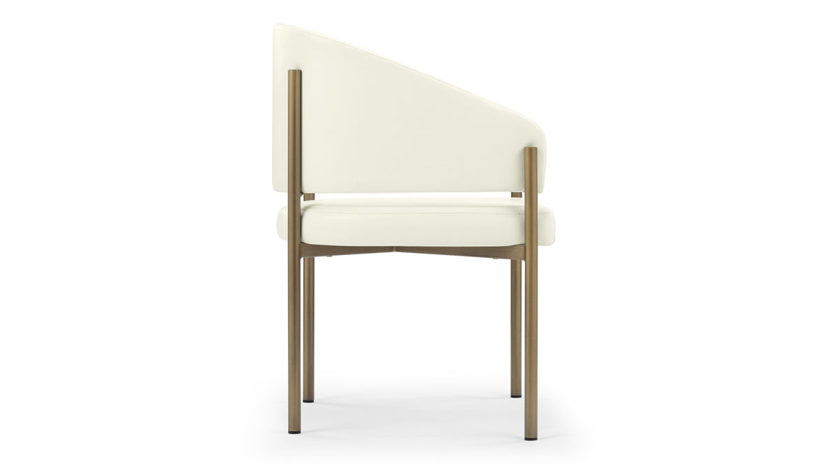 Esme - Esme Dining Chair, Eggshell Vegan Leather and Brushed Brass