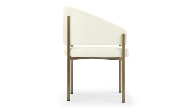 Esme - Esme Dining Chair, Eggshell Vegan Leather and Brushed Brass