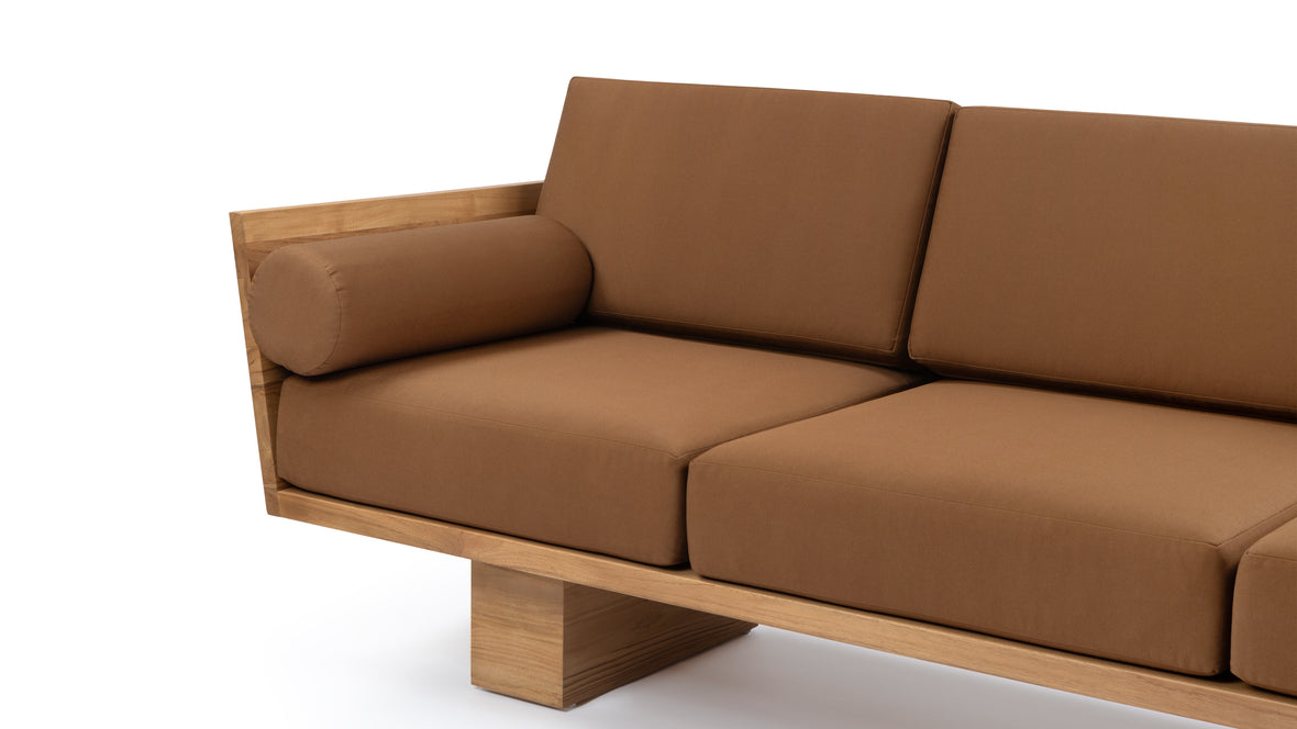 Suelo - Suelo Outdoor Sofa, Natural Teak with Mocha Cushions