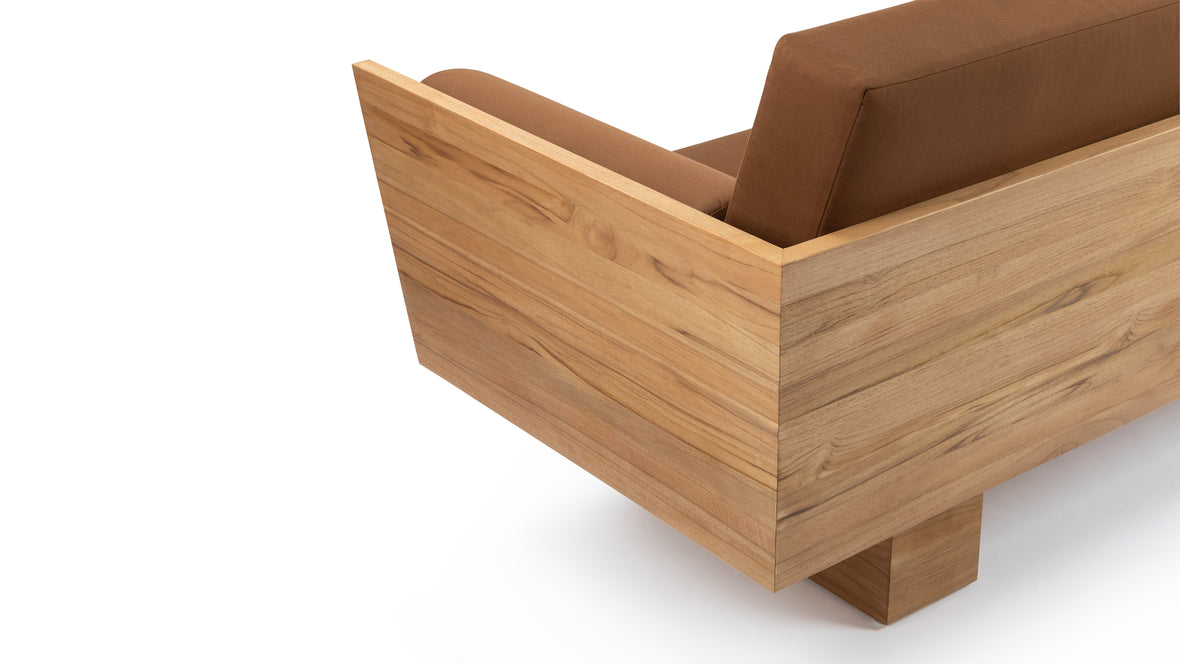 Suelo - Suelo Outdoor Sofa, Natural Teak with Mocha Cushions