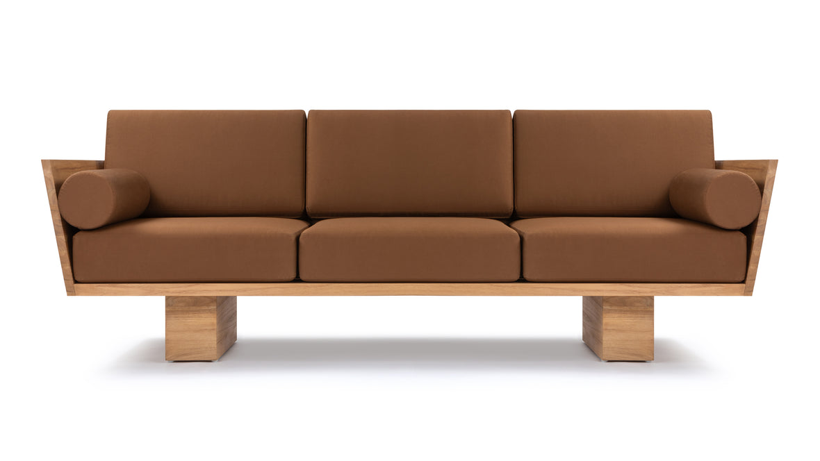 Suelo - Suelo Outdoor Sofa, Natural Teak with Mocha Cushions