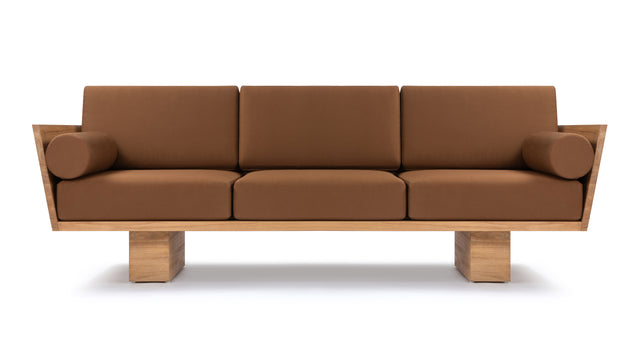 Suelo - Suelo Outdoor Sofa, Natural Teak with Mocha Cushions