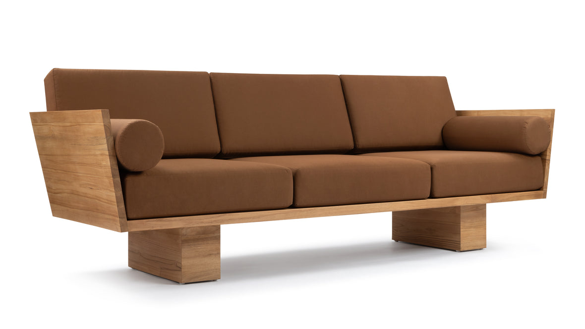 Suelo - Suelo Outdoor Sofa, Natural Teak with Mocha Cushions