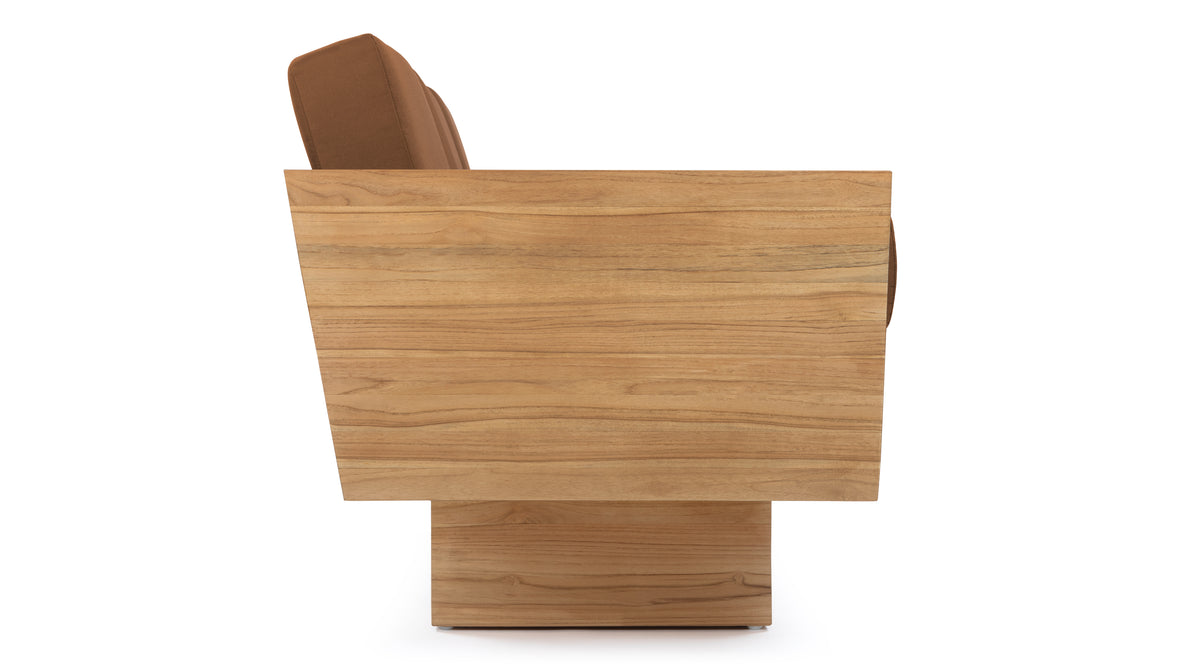 Suelo - Suelo Outdoor Sofa, Natural Teak with Mocha Cushions