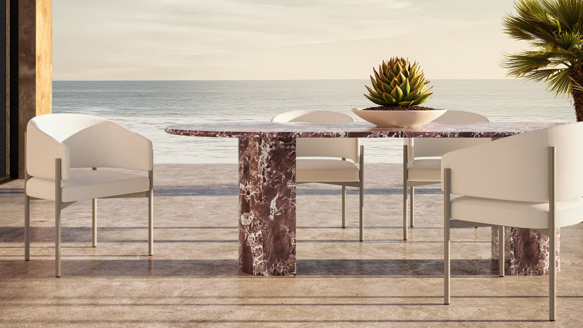 Esme Outdoor - Esme Outdoor Dining Chair, Ivory Performance Weave and Brushed Brass