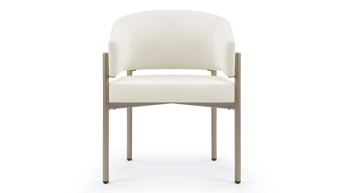 Esme Outdoor - Esme Outdoor Dining Chair, Ivory Performance Weave and Brushed Brass