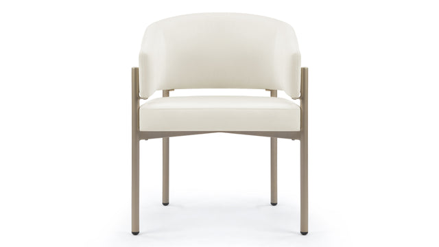 Esme Outdoor - Esme Outdoor Dining Chair, Ivory Performance Weave and Brushed Brass