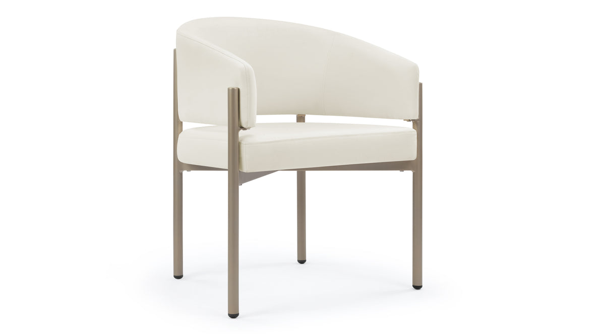 Esme Outdoor - Esme Outdoor Dining Chair, Ivory Performance Weave and Brushed Brass