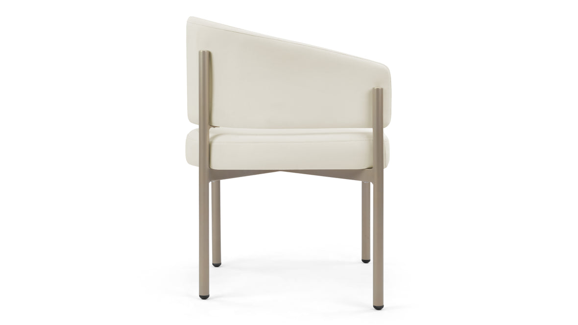Esme Outdoor - Esme Outdoor Dining Chair, Ivory Performance Weave and Brushed Brass