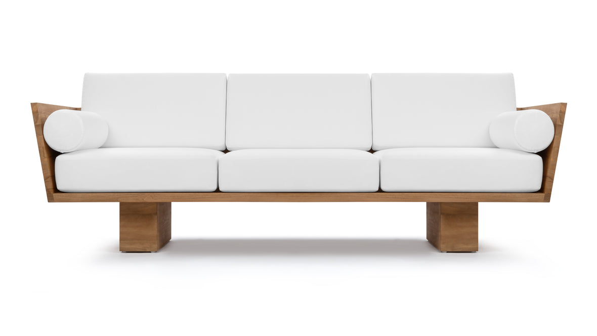 Suelo - Suelo Outdoor Sofa, Natural Teak with White Cushions