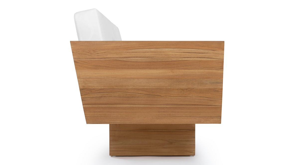 Suelo - Suelo Outdoor Sofa, Natural Teak with White Cushions
