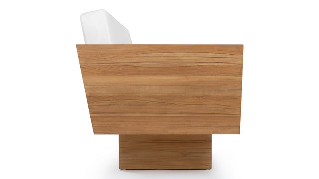 Suelo - Suelo Outdoor Sofa, Natural Teak with White Cushions