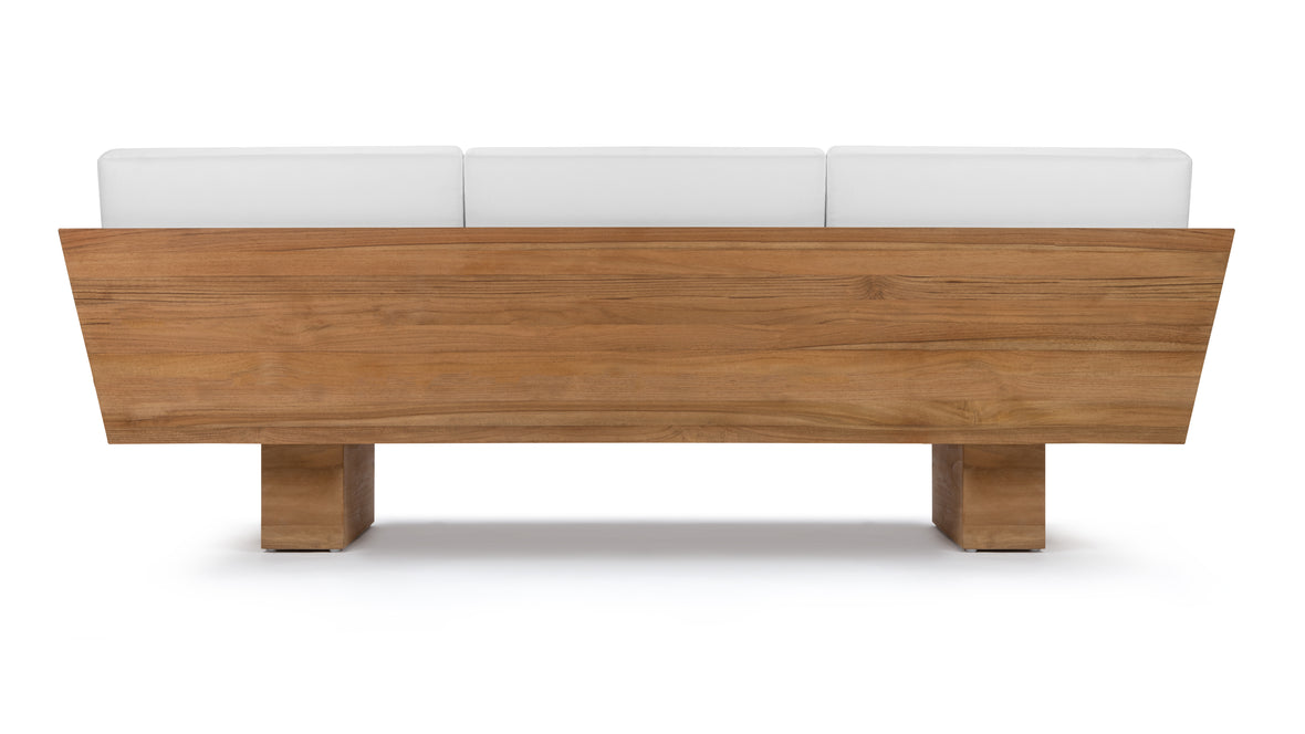 Suelo - Suelo Outdoor Sofa, Natural Teak with White Cushions
