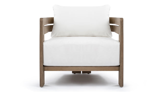 Lusso - Lusso Outdoor Lounge Chair, Weathered Teak with White Cushions