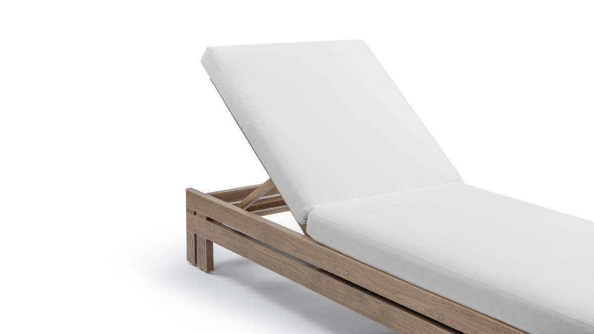 Lusso - Lusso Outdoor Lounger, Weathered Teak with White Cushions
