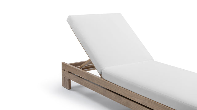 Lusso - Lusso Outdoor Lounger, Weathered Teak with White Cushions