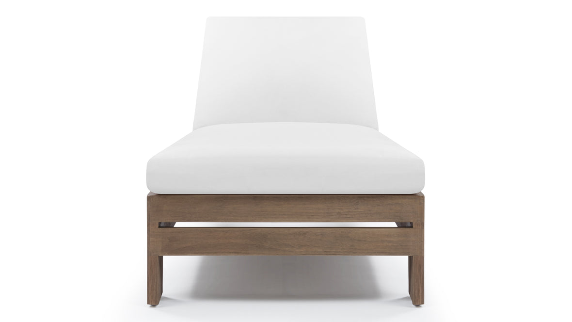 Lusso - Lusso Outdoor Lounger, Weathered Teak with White Cushions