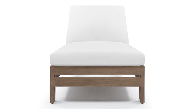 Lusso - Lusso Outdoor Lounger, Weathered Teak with White Cushions
