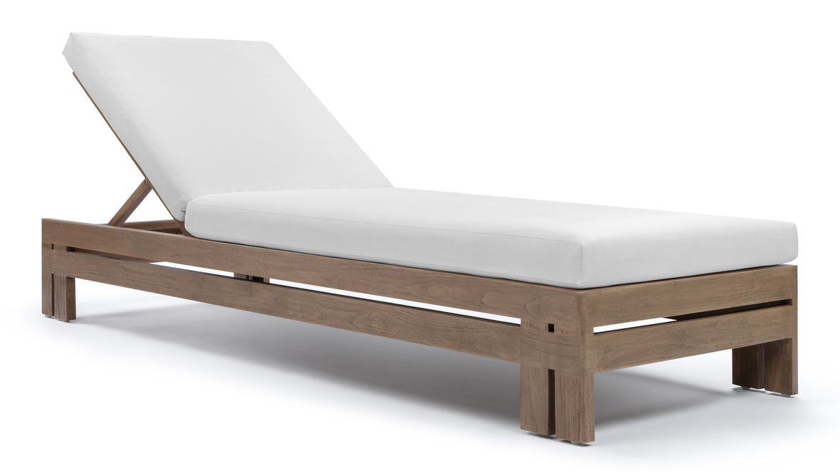 Lusso - Lusso Outdoor Lounger, Weathered Teak with White Cushions