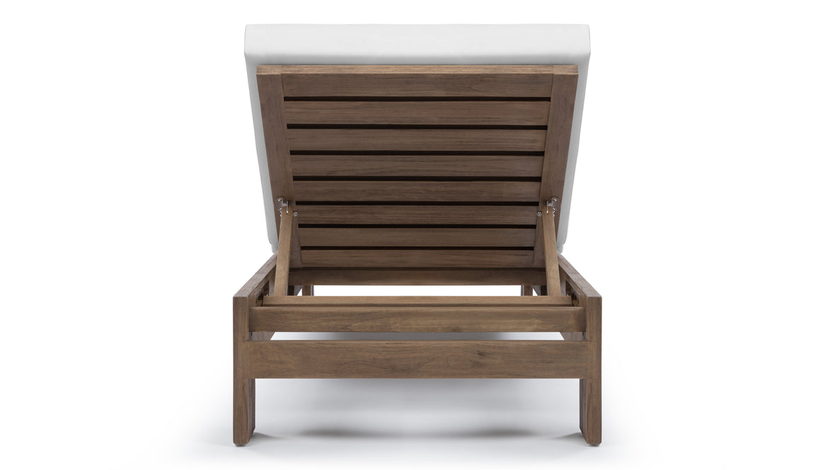 Lusso - Lusso Outdoor Lounger, Weathered Teak with White Cushions