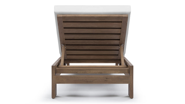 Lusso - Lusso Outdoor Lounger, Weathered Teak with White Cushions