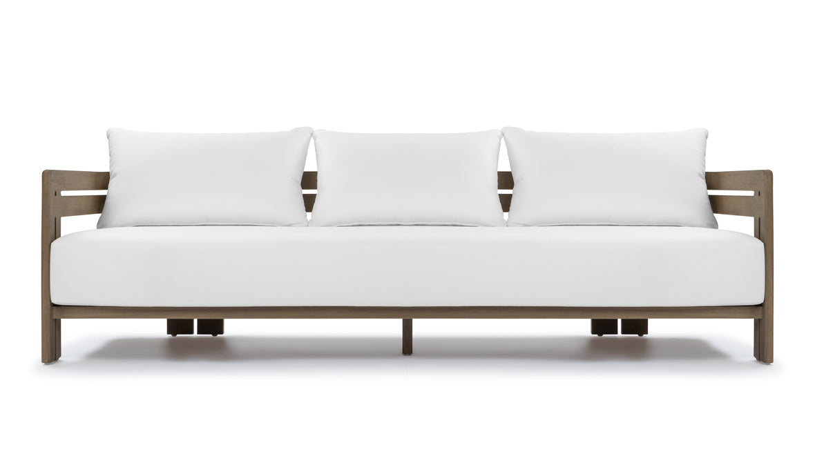 Lusso - Lusso Outdoor Sofa, Weathered Teak with White Cushions