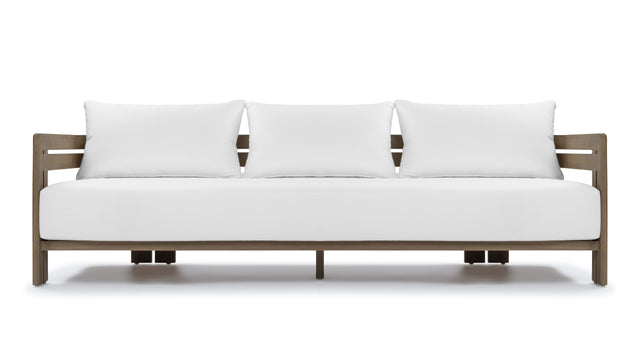 Lusso - Lusso Outdoor Sofa, Weathered Teak with White Cushions