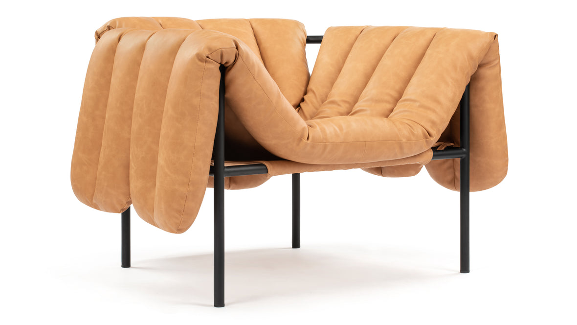 Puffy - Puffy Lounge Chair, Tan Vegan Leather