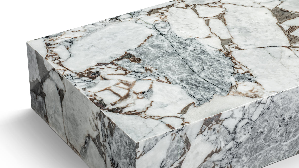 Plinth - Plinth Grande Coffee Table, Modellato Marble