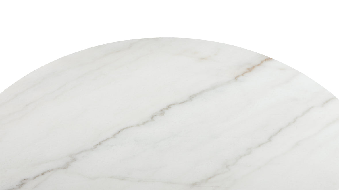 Saga - Saga Round Pedestal Dining Table, Fiore Bianco Marble, 47in