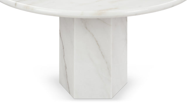 Saga - Saga Round Pedestal Dining Table, Fiore Bianco Marble, 47in