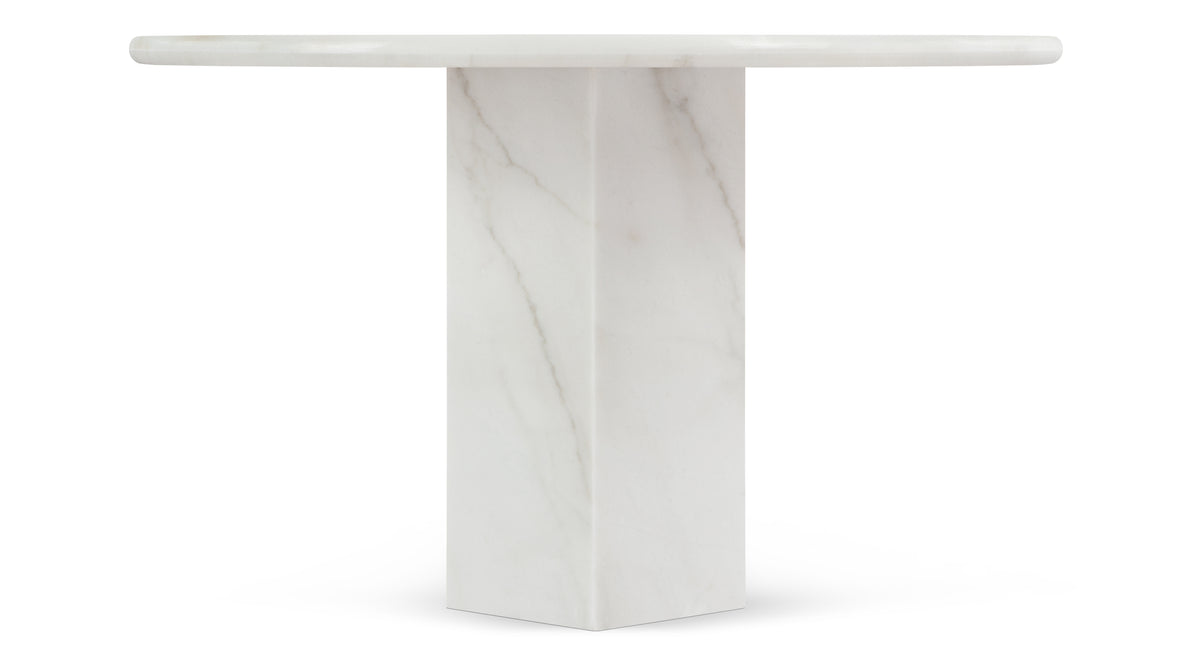Saga - Saga Round Pedestal Dining Table, Fiore Bianco Marble, 47in