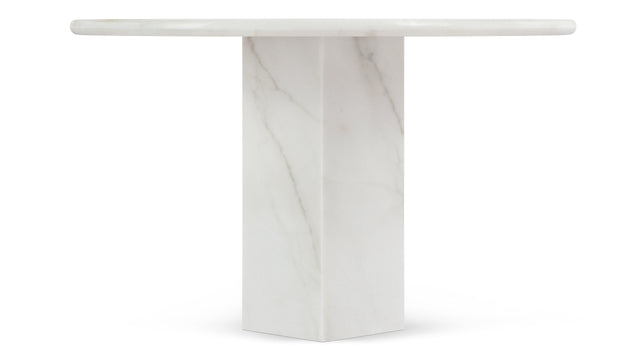 Saga - Saga Round Pedestal Dining Table, Fiore Bianco Marble, 47in
