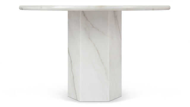 Saga - Saga Round Pedestal Dining Table, Fiore Bianco Marble, 47in