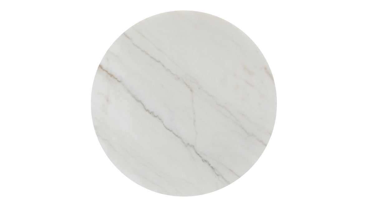 Saga - Saga Round Pedestal Dining Table, Fiore Bianco Marble, 47in