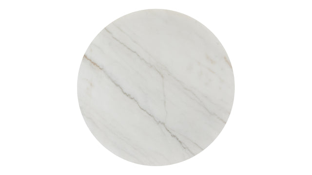 Saga - Saga Round Pedestal Dining Table, Fiore Bianco Marble, 47in