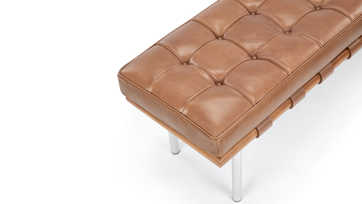 Manhattan - Manhattan Three Seater Bench, Tan Premium Leather