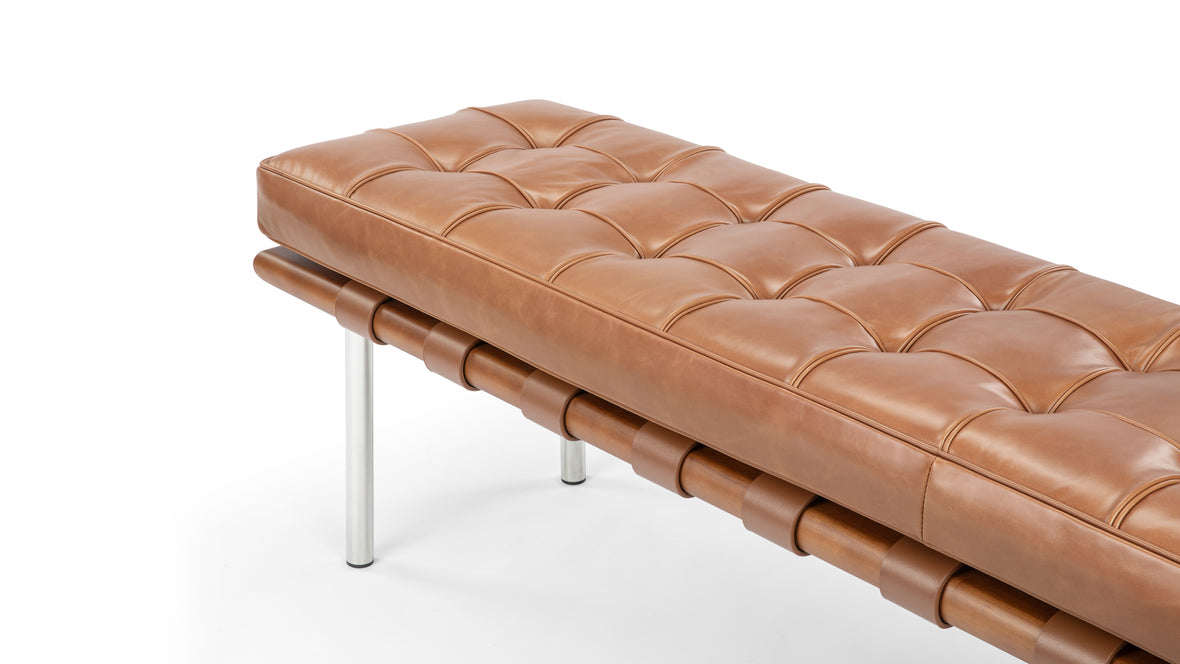Manhattan - Manhattan Three Seater Bench, Tan Premium Leather