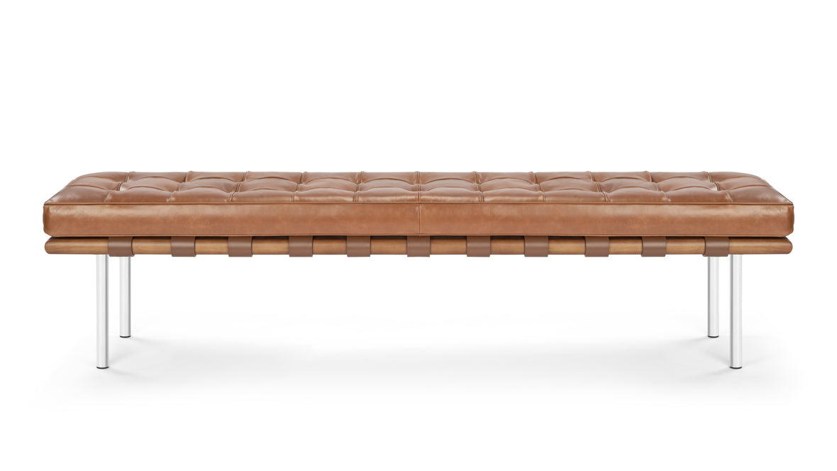 Manhattan - Manhattan Three Seater Bench, Tan Premium Leather