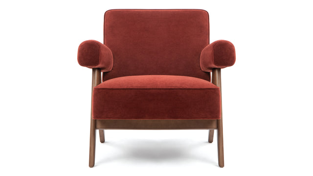 Pierre Jeanneret - Pierre Jeanneret Lounge Chair, Burgundy Silken Velvet