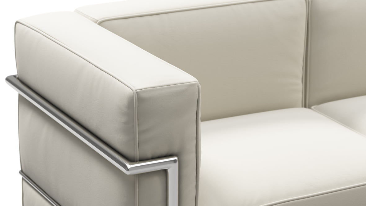 Corbusier - Corbusier Grand Modele Three Seater Sofa, Cream Vegan Leather