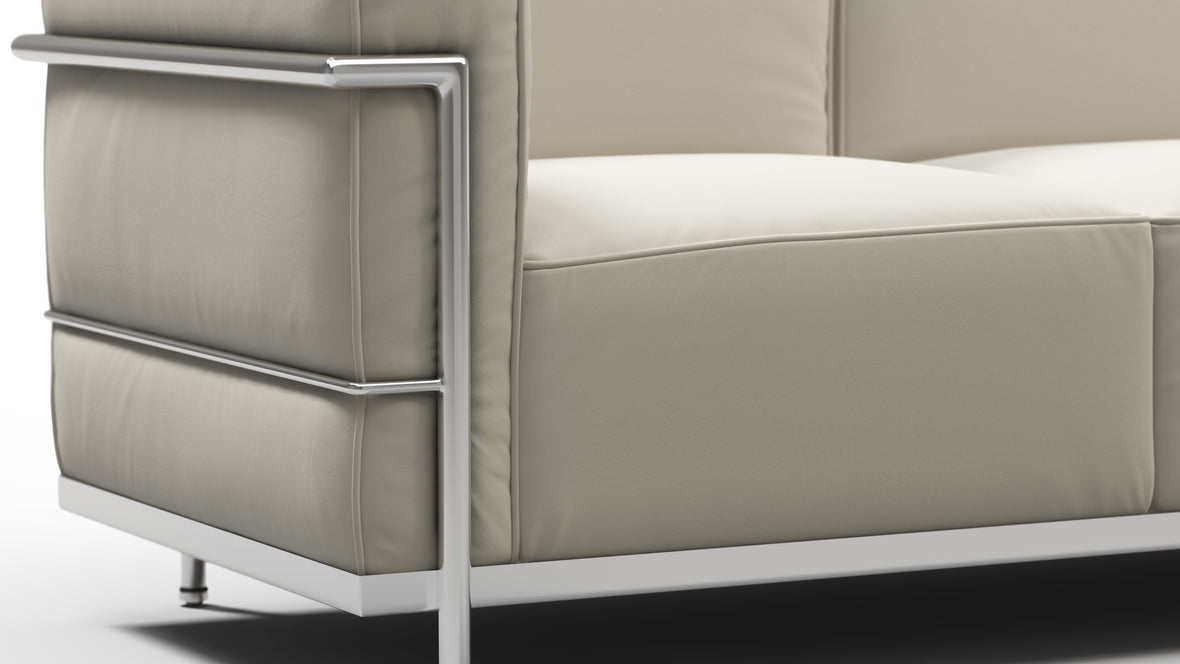 Corbusier - Corbusier Grand Modele Three Seater Sofa, Cream Vegan Leather