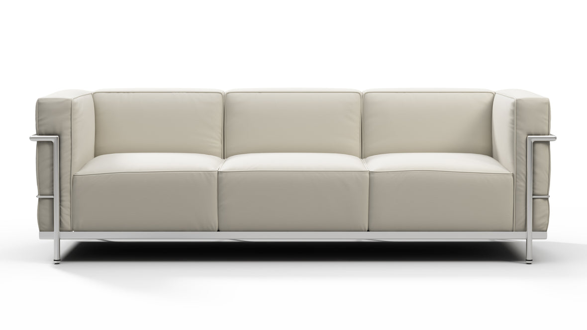 Corbusier - Corbusier Grand Modele Three Seater Sofa, Cream Vegan Leather