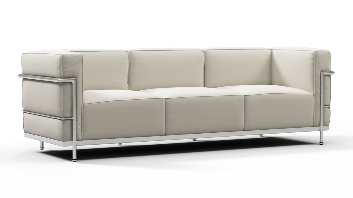 Corbusier - Corbusier Grand Modele Three Seater Sofa, Cream Vegan Leather