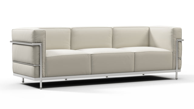 Corbusier - Corbusier Grand Modele Three Seater Sofa, Cream Vegan Leather
