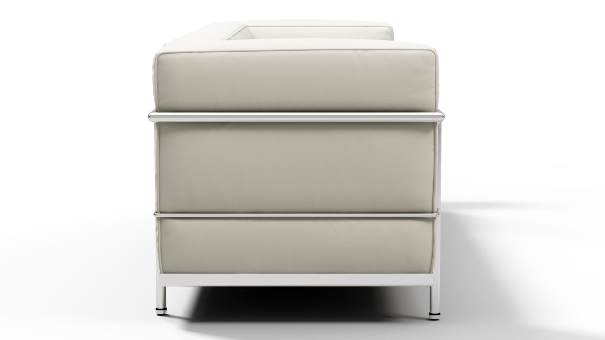 Corbusier - Corbusier Grand Modele Three Seater Sofa, Cream Vegan Leather